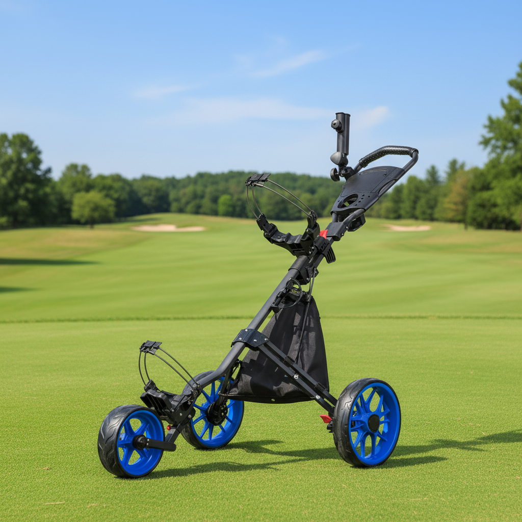 Sports Equipment Cart - 2026 Three-Wheeled Foldable Alloy Golf Push