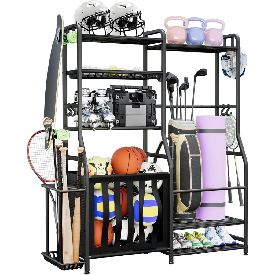 Sports Equipment Storage Rack - Garage Sports Equipment Organizer Golf Bag