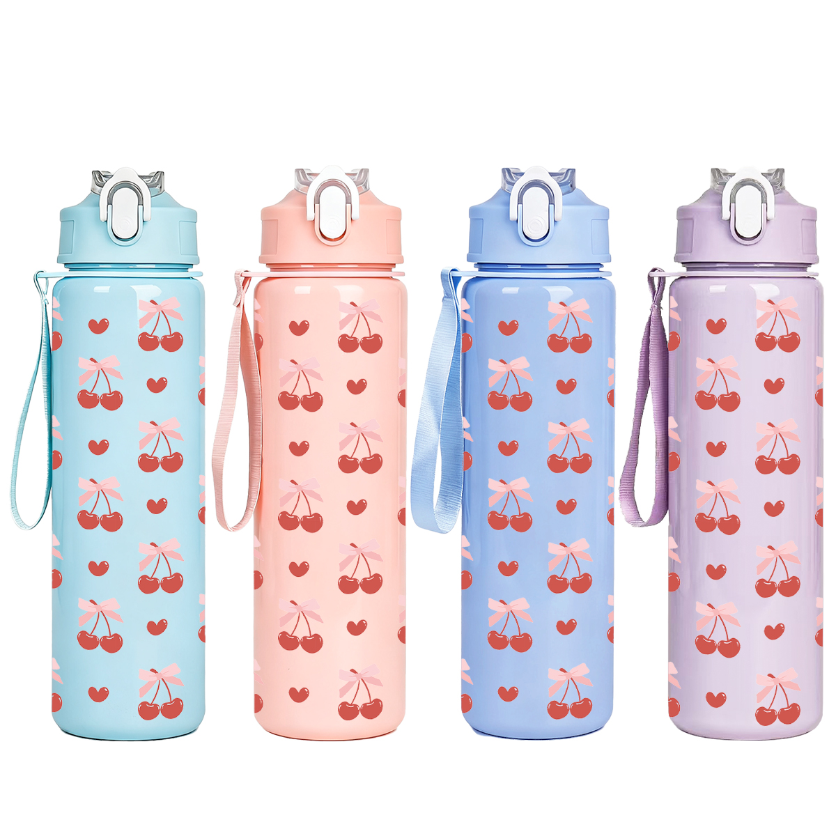 Sports Equipment Types - Cute Cherry Print Plastic Water Bottle