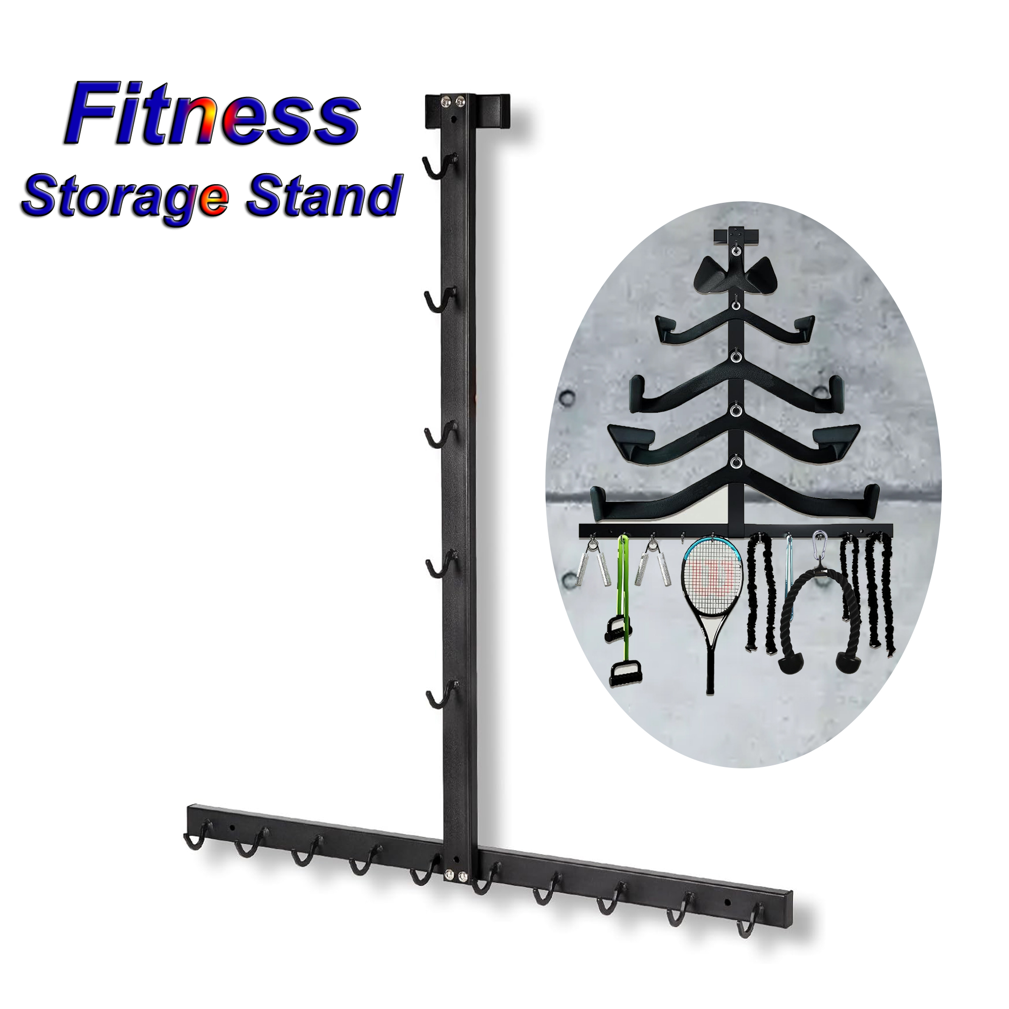Sports Equipment Storage Rack - Lat Pull Down Bar Gym Accessory