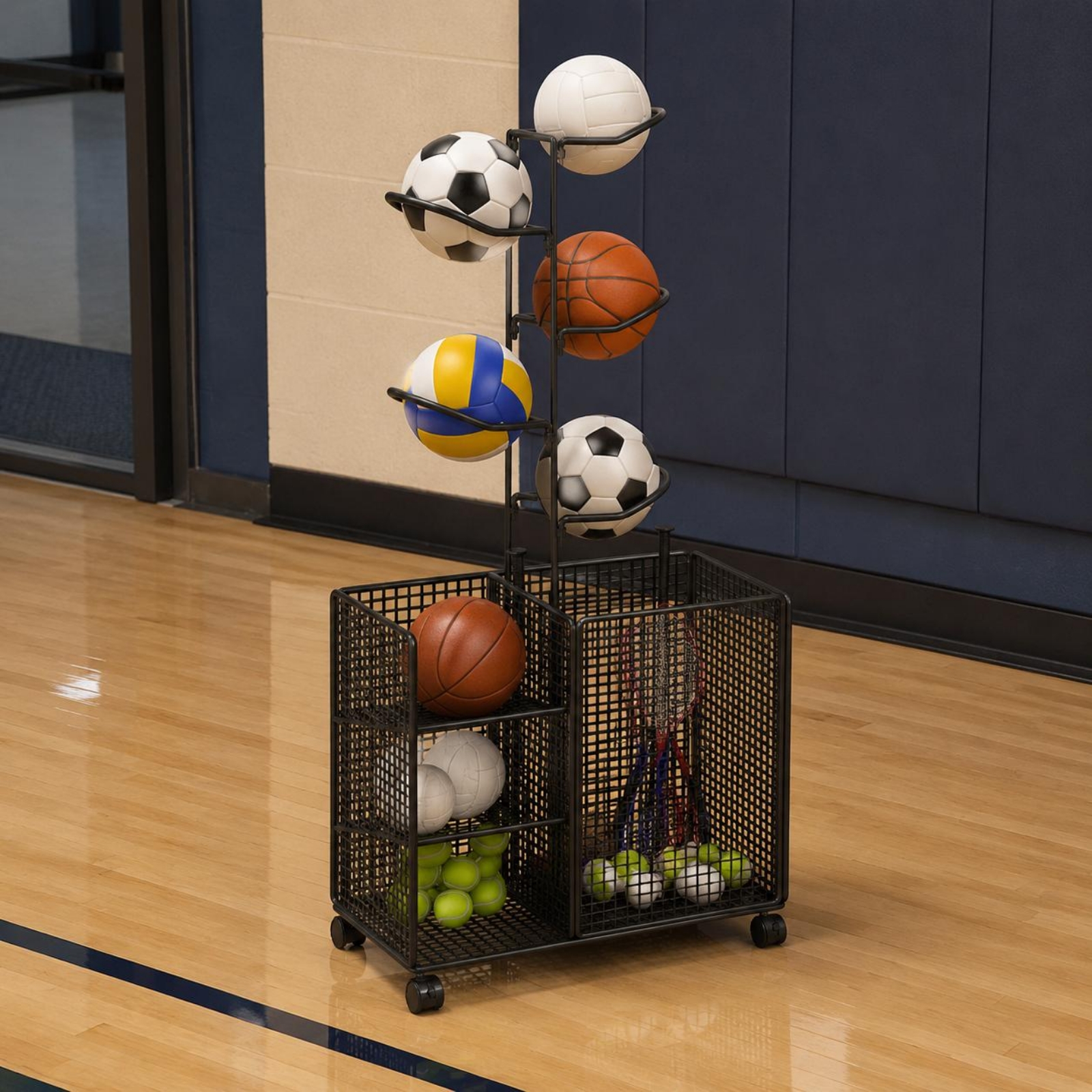 Sports Equipment Types - Sports Storage Rack Curved Holders Mobile