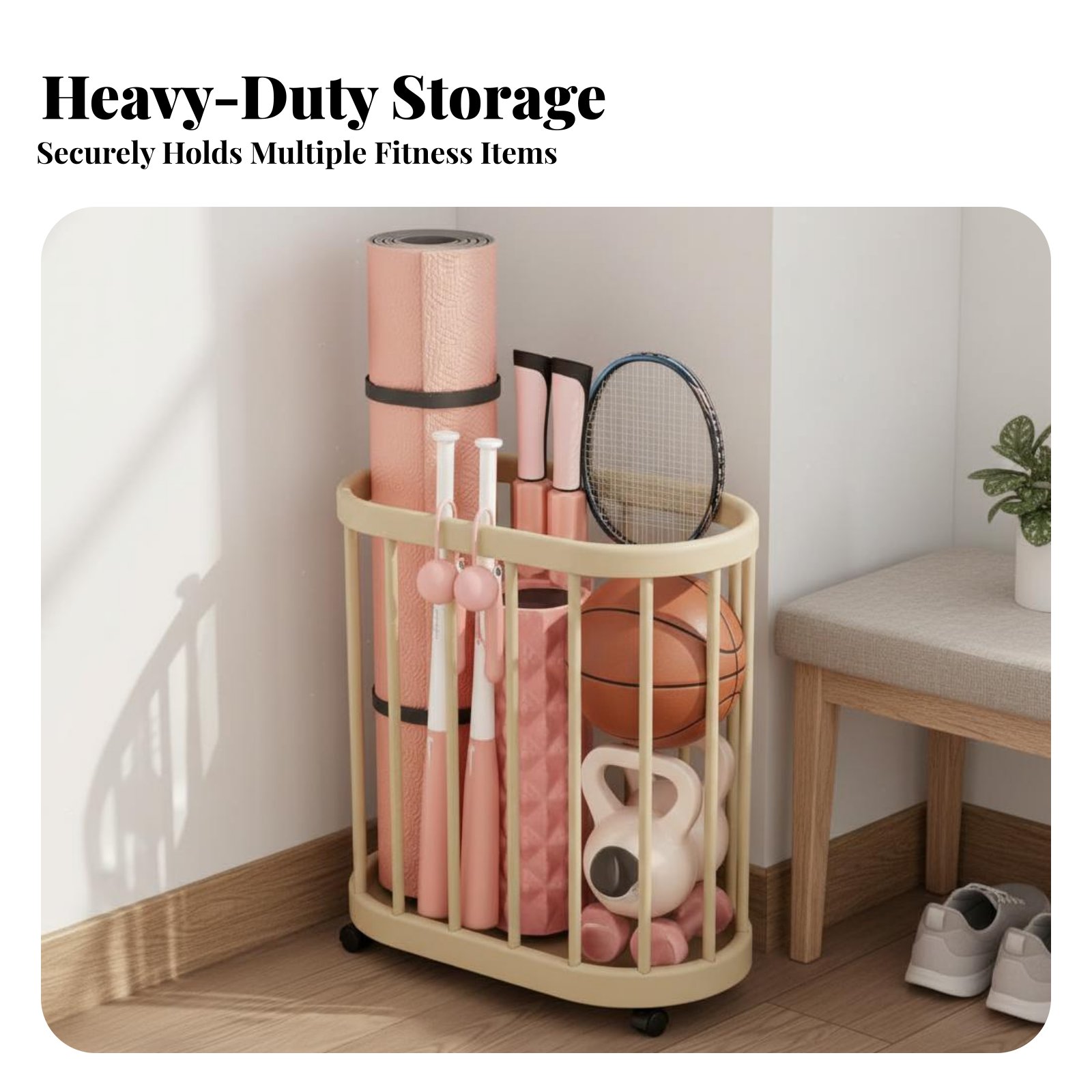 Exercise Mat and Sphere Storag - Sports Equipment Cart 评论和价格