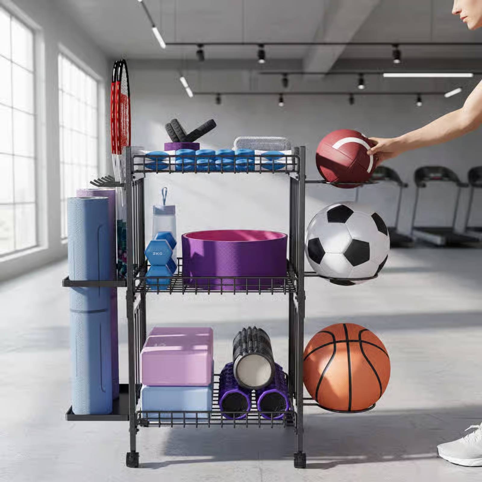 Mobile Gym Equipment Rack Spac - Sports Equipment Storage Rack 评论和价格