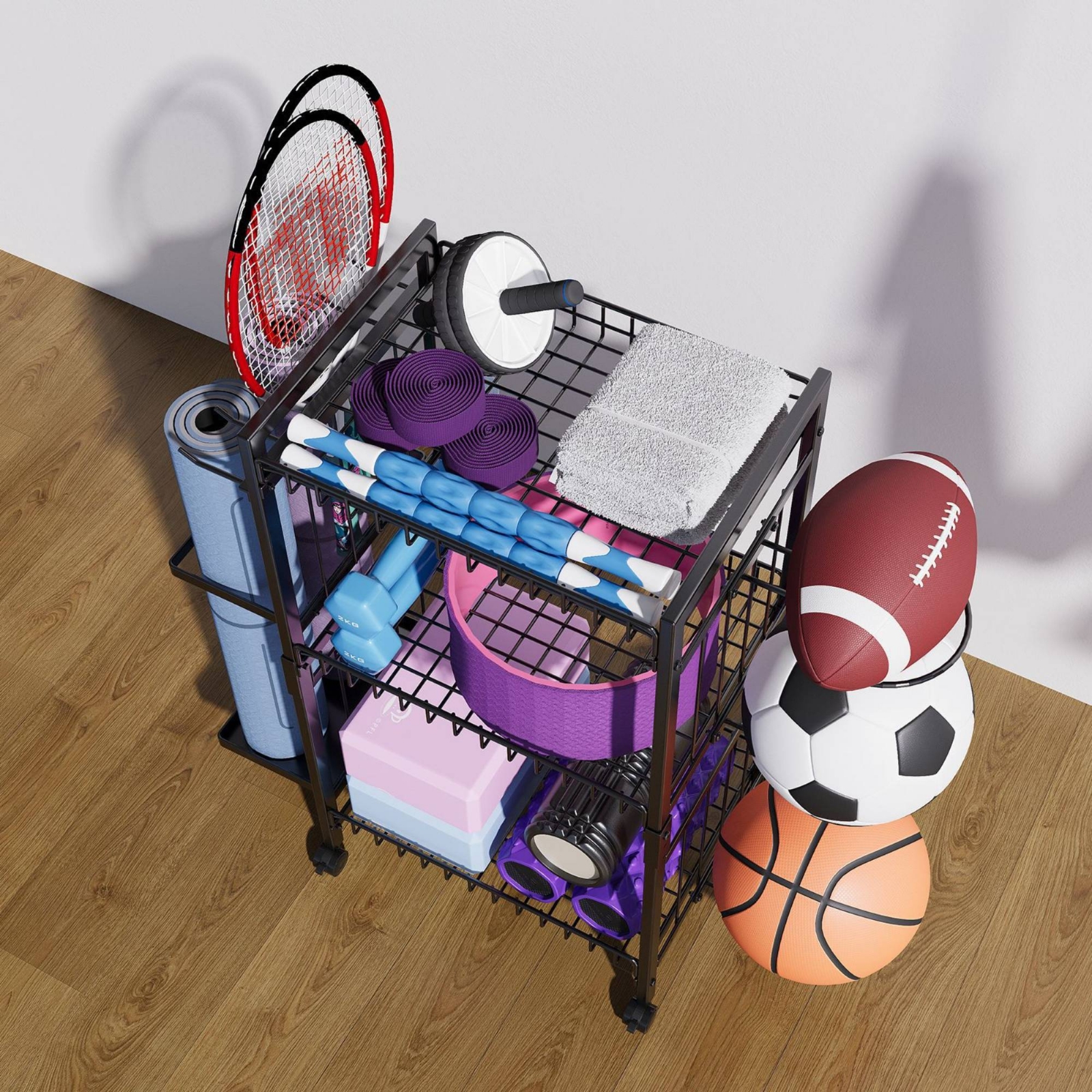 Mobile Gym Equipment Rack Spac - Sports Equipment Storage Rack 评论和价格