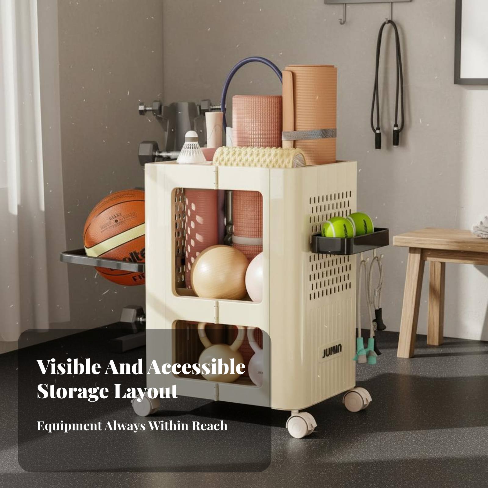 Exercise Mat Storage Rack Larg - Sports Equipment Cart 评论和价格