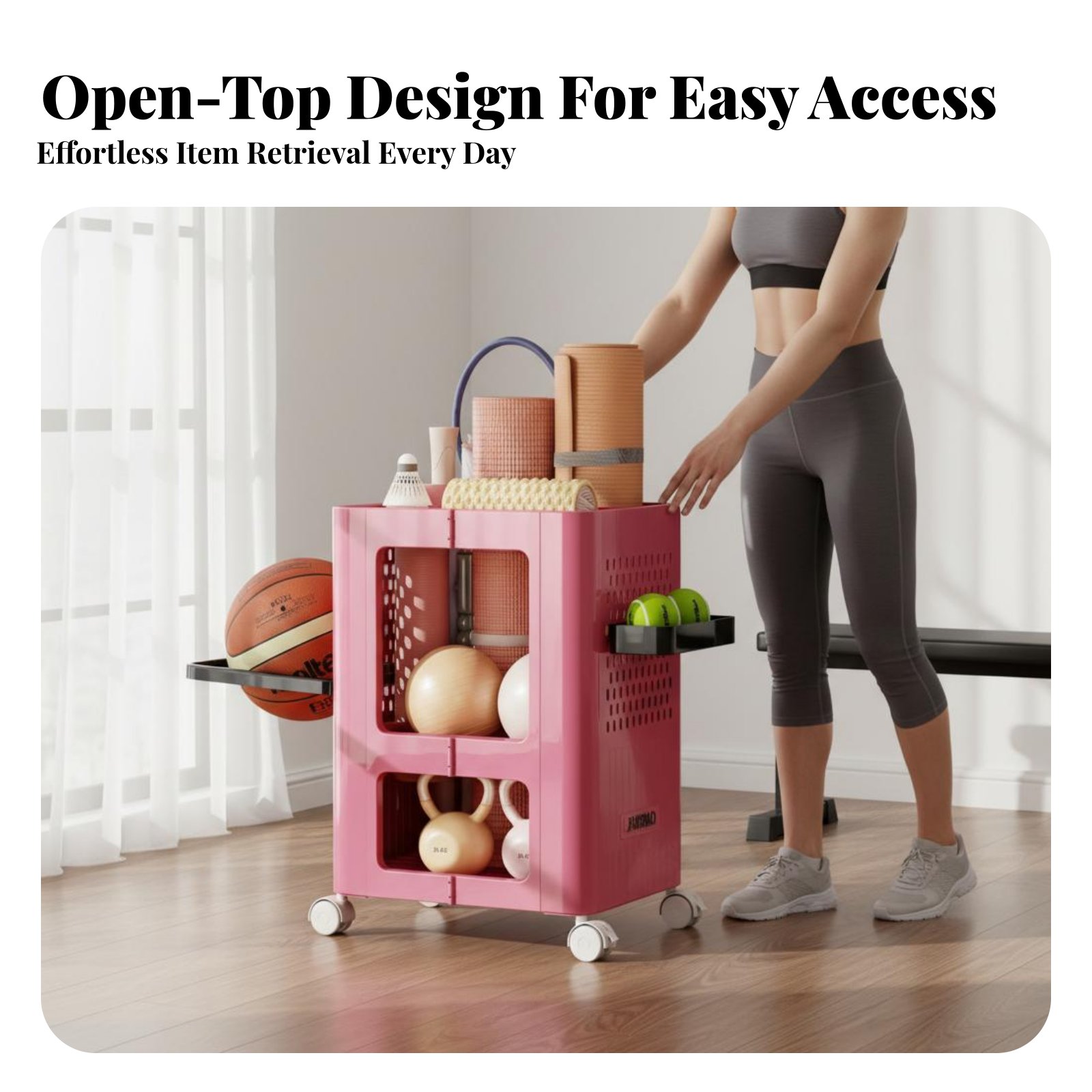 Exercise Mat Storage Rack Larg - Sports Equipment Cart 评论和价格