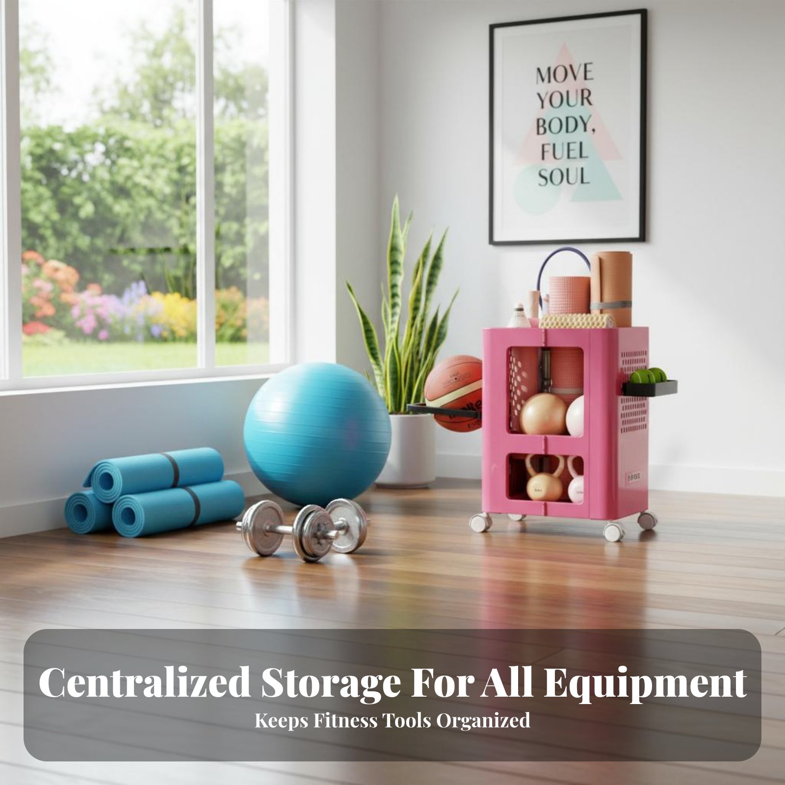 Exercise Mat Storage Rack Larg - Sports Equipment Cart 评论和价格