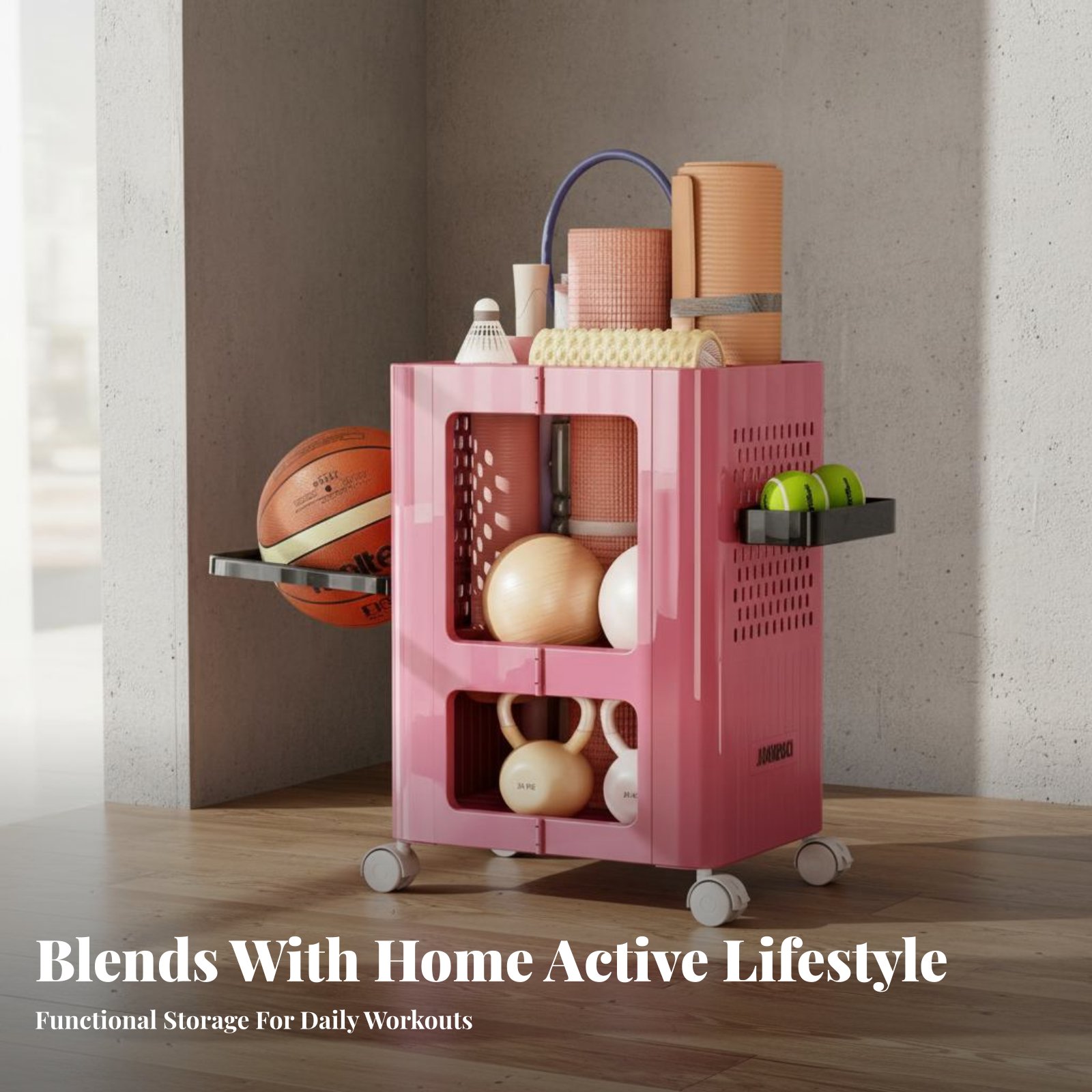 Exercise Mat Storage Rack Larg - Sports Equipment Cart 评论和价格