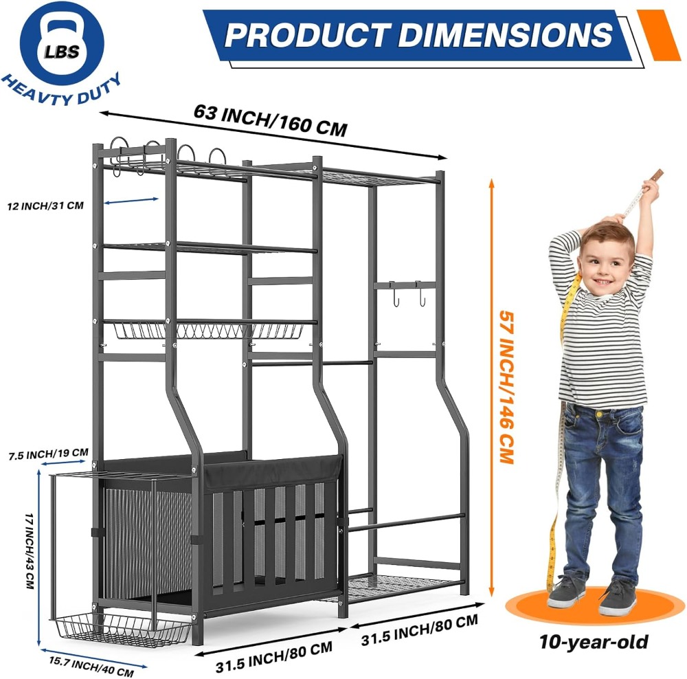 Heavy Duty Garage Sports Equip - Sports Equipment Storage Rack 评论和价格
