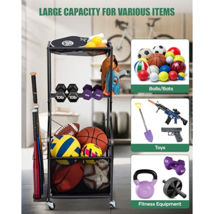Sports Equipment Garage Organi - Sports Equipment Storage Rack 评论和价格