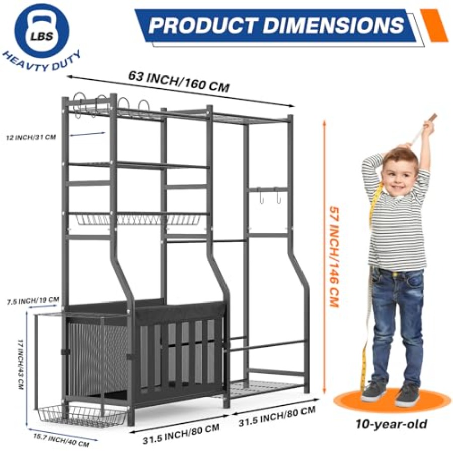 Heavy Duty Garage Sports Equip - Sports Equipment Storage Rack 评论和价格